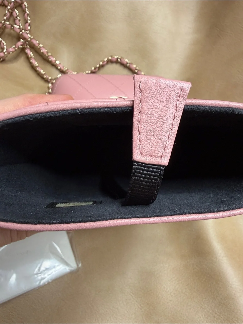 CHANEL Pink Quilted Crossbody Phone Pouch with Chain